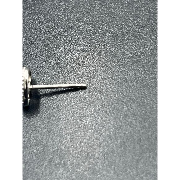 Disney Signed 14K White Gold Micro Pave Diamond Puff Heart Stud Earrings - Picture 12 of 14